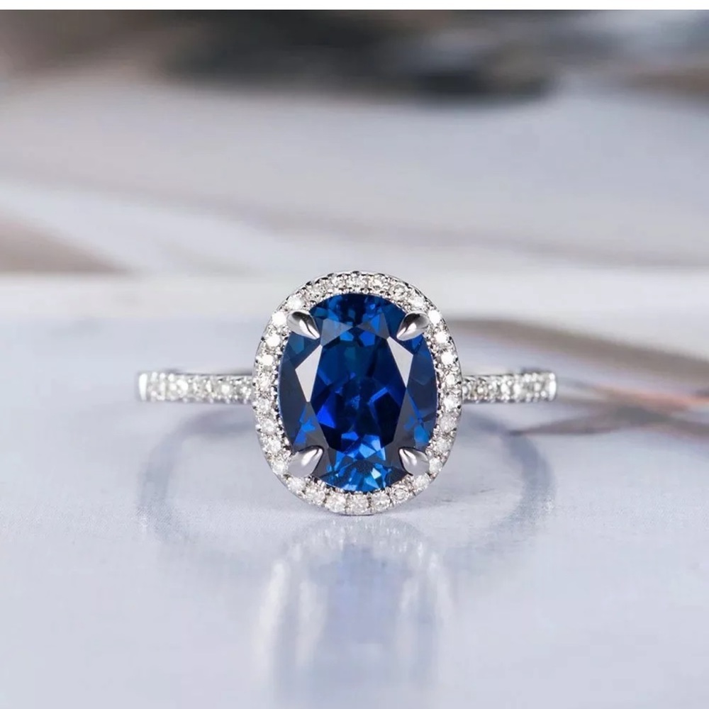 Gorgeous 925 Silver Rings for Women Blue Sapphire - Picture 2 of 5